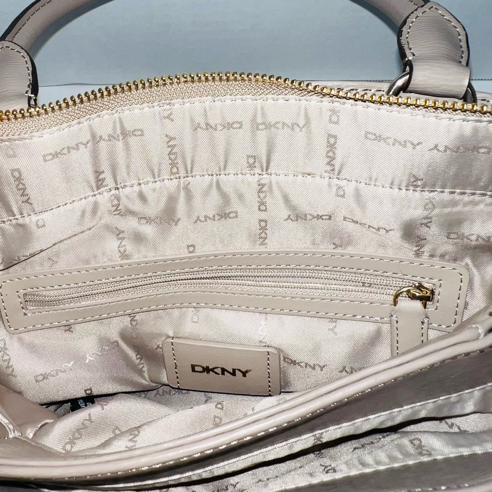 DKNY - Paige Satchel - Dark Tan/Light Khaki Crossbody Bag - Picture 9 of 11